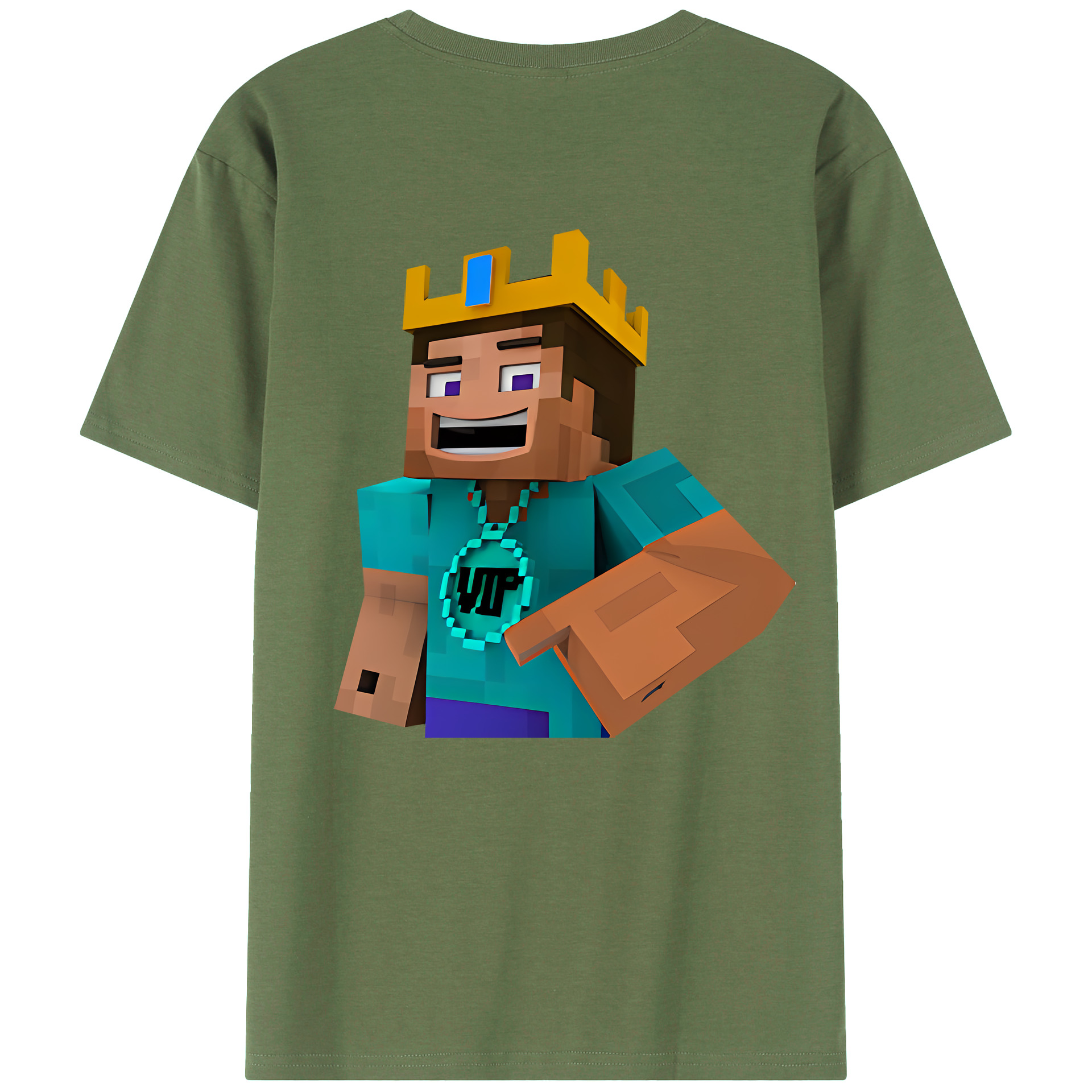 （画像用） マインクラフト ブロックの世界 Minecraft MC Block world 綿100％ メンズ半袖Tシャツ（バックプリント） 通気性